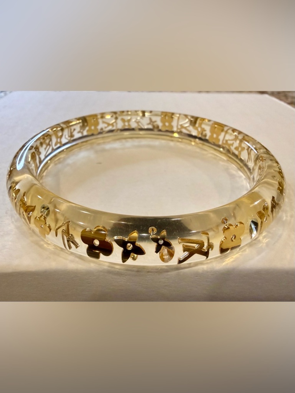 Louis Vuitton Clear Resin Inclusion Monogram Bangle Bracelet - Picture 7 of 10